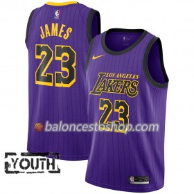 Camiseta Niños NBA Los Angeles Lakers LeBron James 23 2018-19 Nike City Edition Violeta Swingman